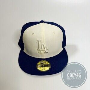 New Era  Los Angeles Dodgers Tonal 2 Tone 59fifty Fitted Hat  Blue/ Cream 7 1/2